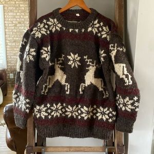 MADE IN NEPAL 100% WOOL CREWNECK SWEATER MEN CHUNKY MEDIUM